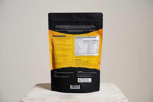 Atlas Nutrition Cinnamon Scroll Cream of Rice 1kg bag — instant carb source Australia