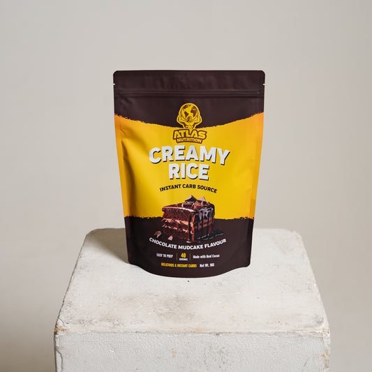 Atlas Nutrition Chocolate Mudcake Cream of Rice 1kg bag — instant carb source Australia