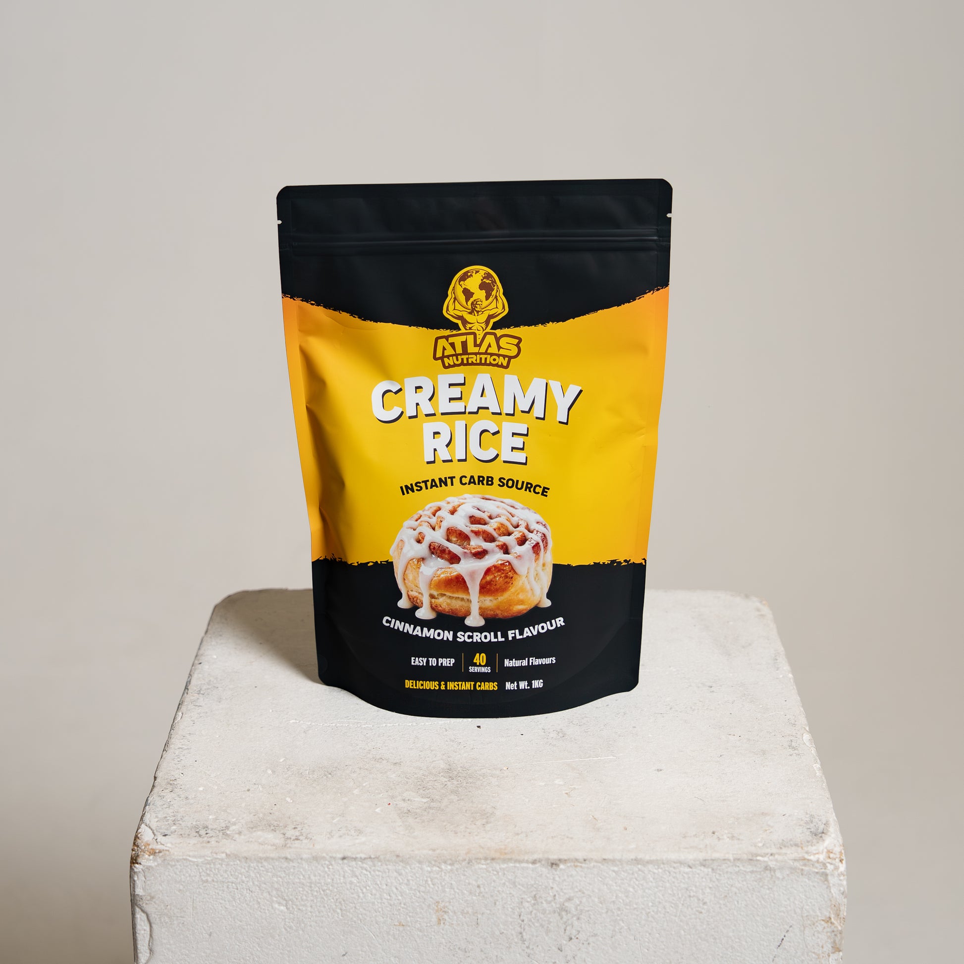 Atlas Nutrition Cinnamon Scroll Cream of Rice 1kg bag — instant carb source Australia